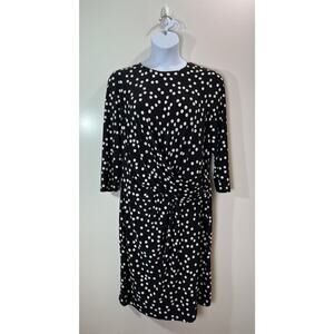 Anne Klein Women's Polka Dot Midi Dress Size 2X Black White Classic‎ Office NWTS